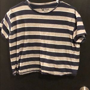 Blue gray striped crop top
